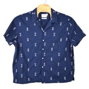 Goodfellow Navy Patterned Shirt XXL – Short Sleeve Casual Button-Up